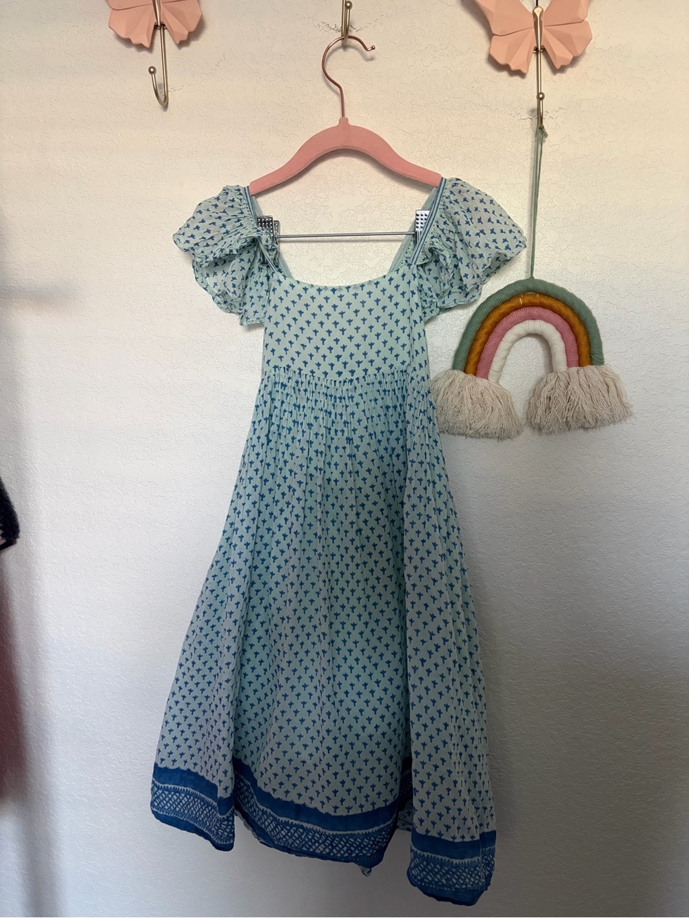 Light Aqua Floral Girls' Dress